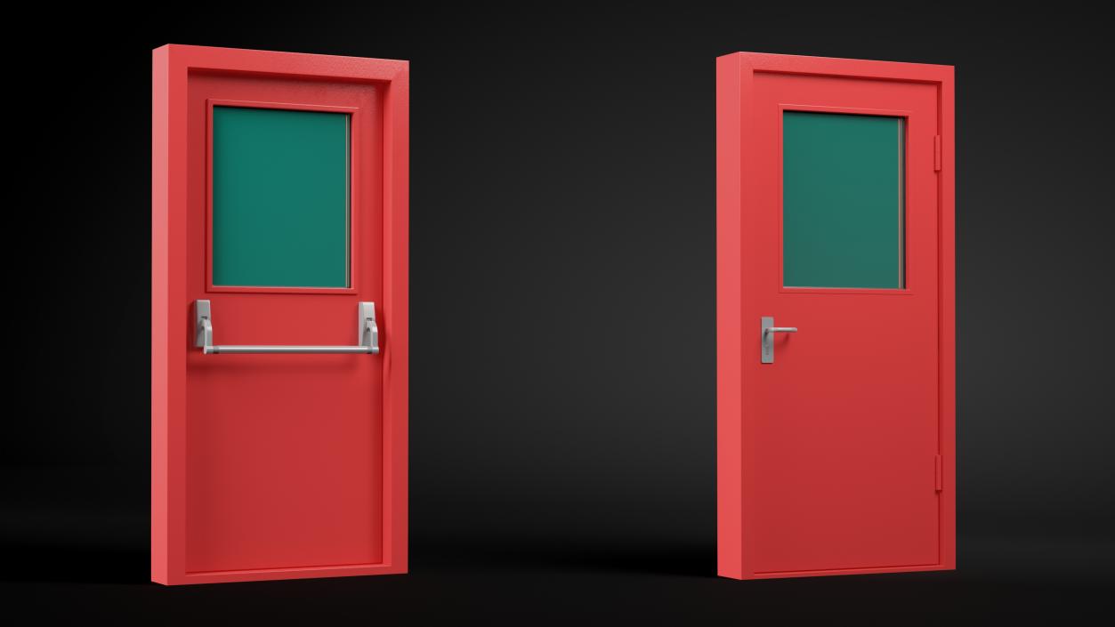 3D Single Fire Exit Door with Panic Bar