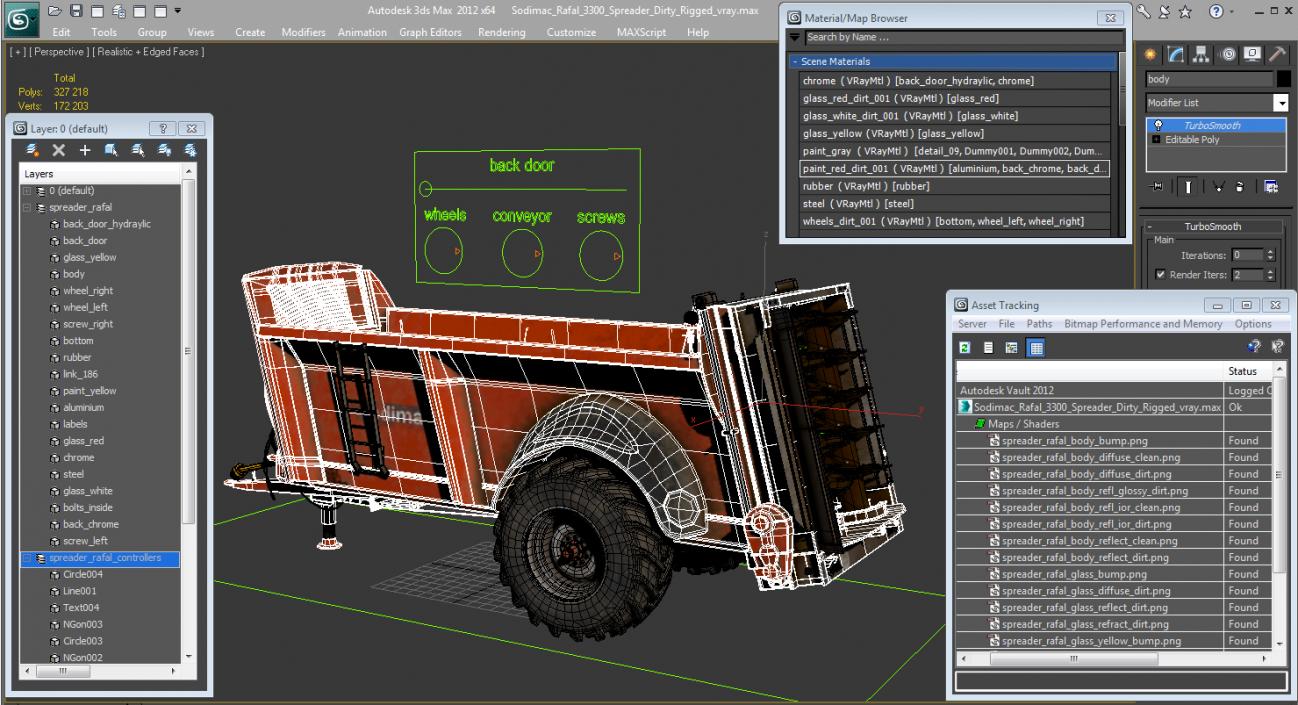 3D model Sodimac Rafal 3300 Spreader Dirty Rigged