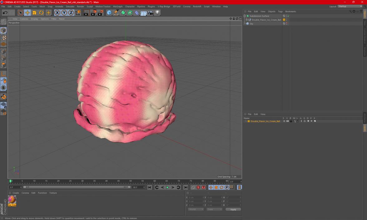 3D Double Flavor Ice Cream Ball model