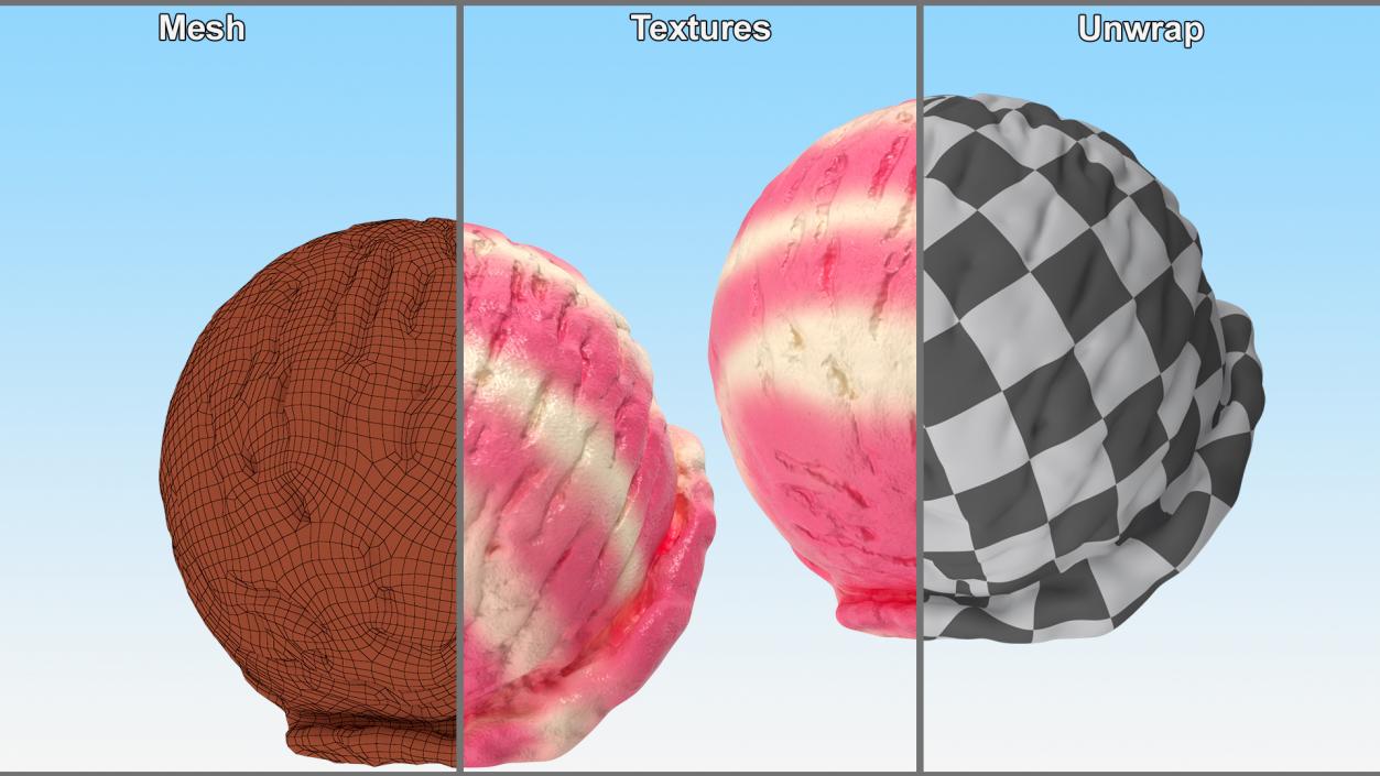 3D Double Flavor Ice Cream Ball model