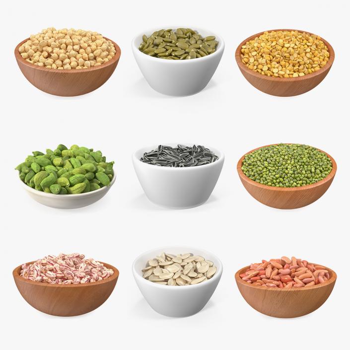 3D Beans and Seeds in a Bowl Collection 4 model