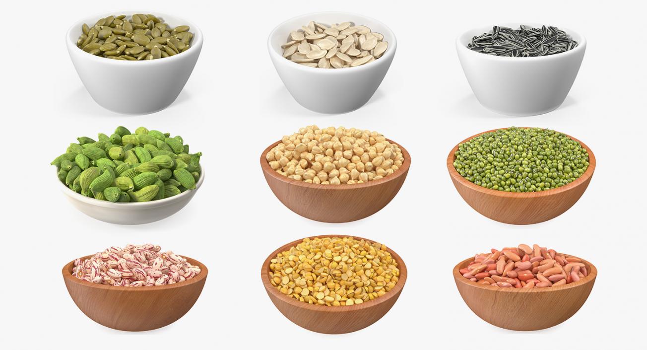 3D Beans and Seeds in a Bowl Collection 4 model