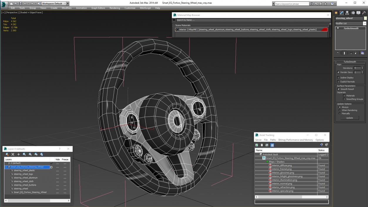 3D model Smart EQ Fortwo Steering Wheel