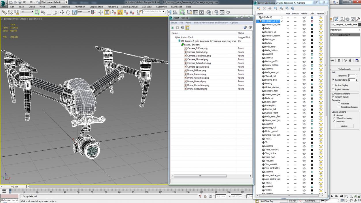 3D DJI Inspire 2 with Zenmuse X7 Camera