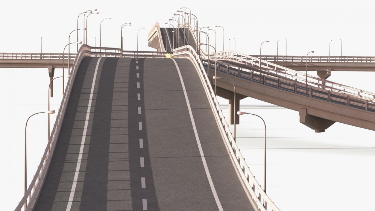 Connectable Highway Road Elements Overpass 2 to 3 Lane 3D model