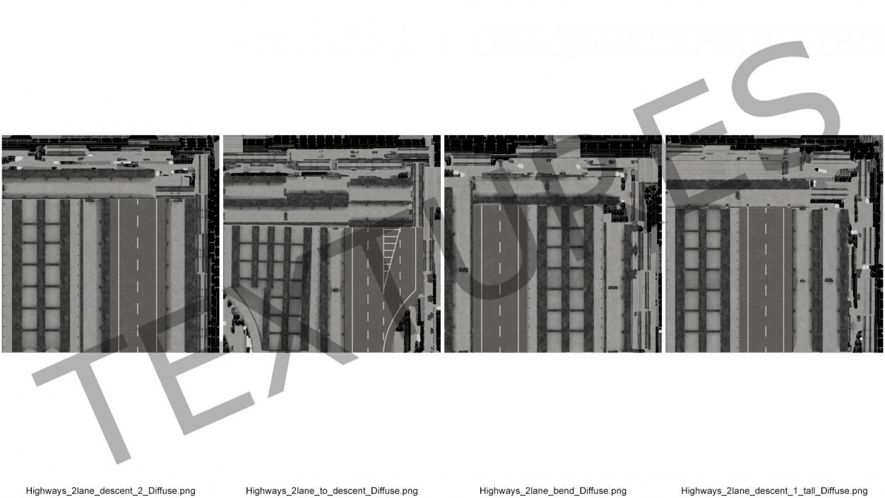 Connectable Highway Road Elements Overpass 2 to 3 Lane 3D model