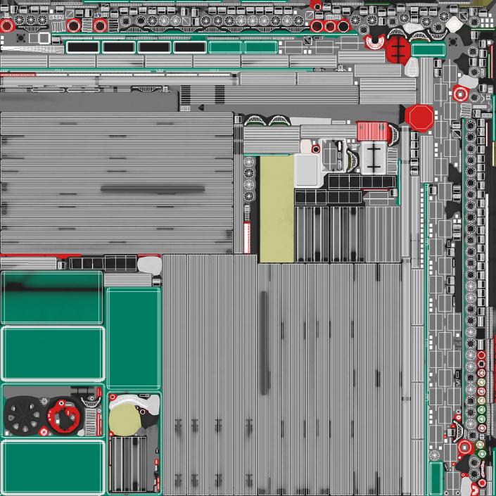 Connectable Highway Road Elements Overpass 2 to 3 Lane 3D model