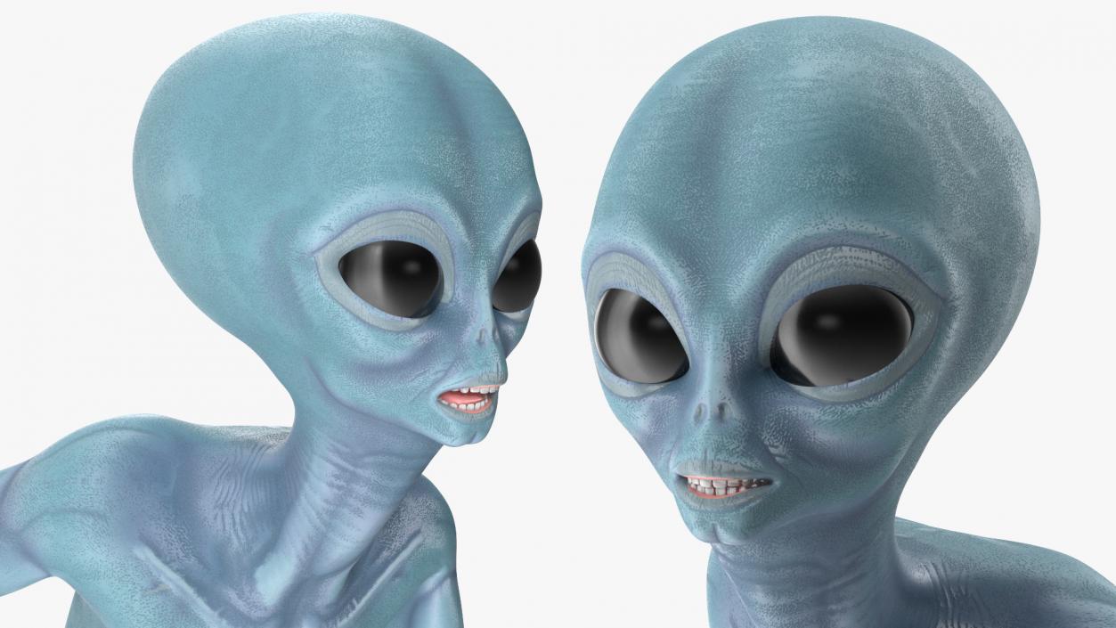 3D Space Alien with UFO Rigged Collection model