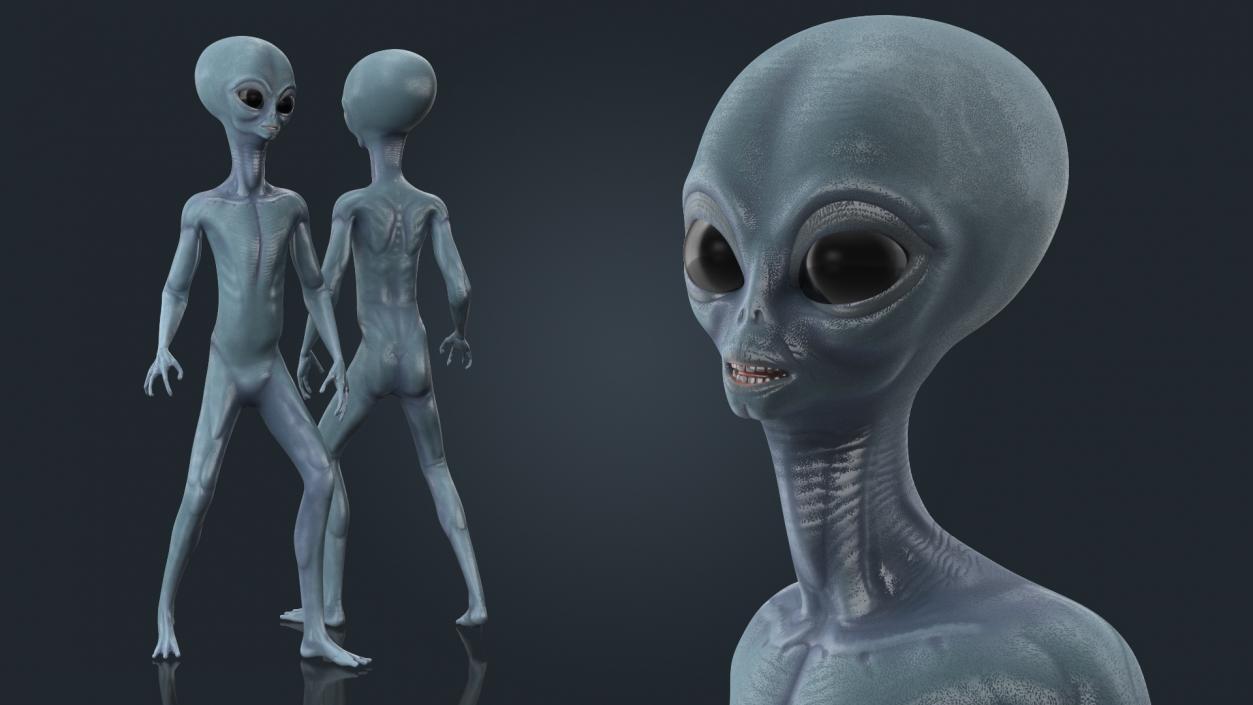 3D Space Alien with UFO Rigged Collection model