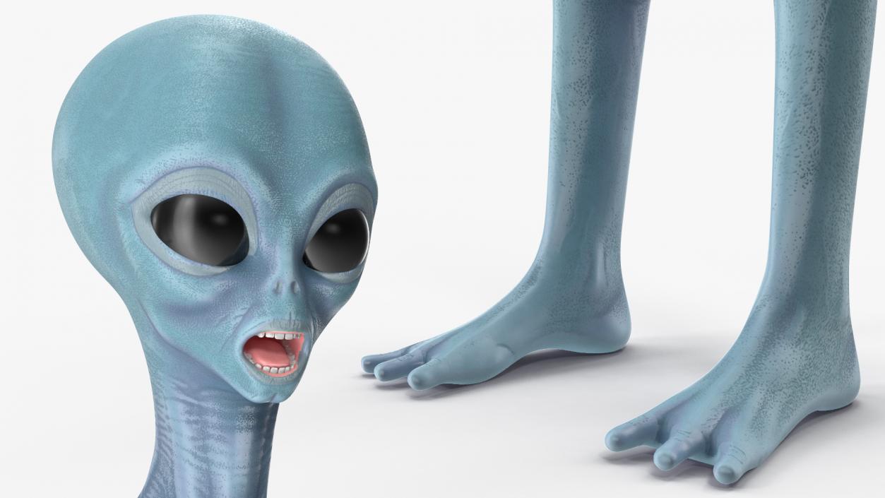 3D Space Alien with UFO Rigged Collection model