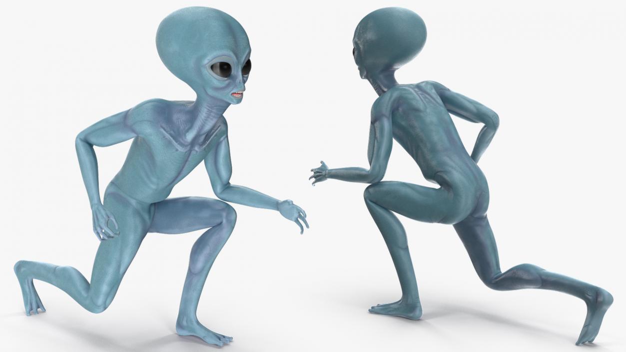 3D Space Alien with UFO Rigged Collection model