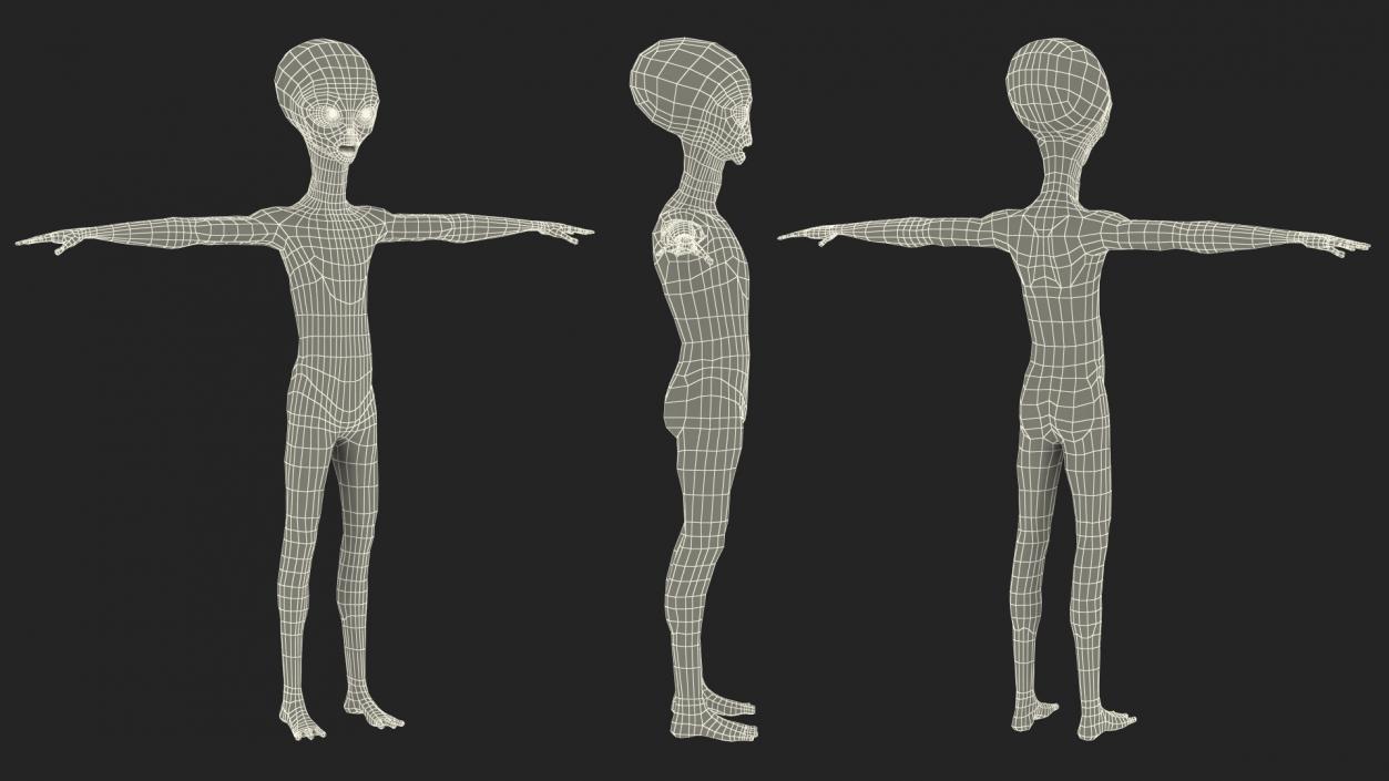 3D Space Alien with UFO Rigged Collection model