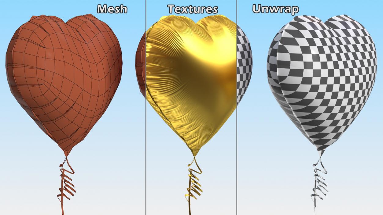 3D Heart Shaped Foil Balloon Matte Gold