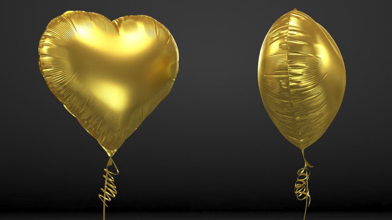 3D Heart Shaped Foil Balloon Matte Gold