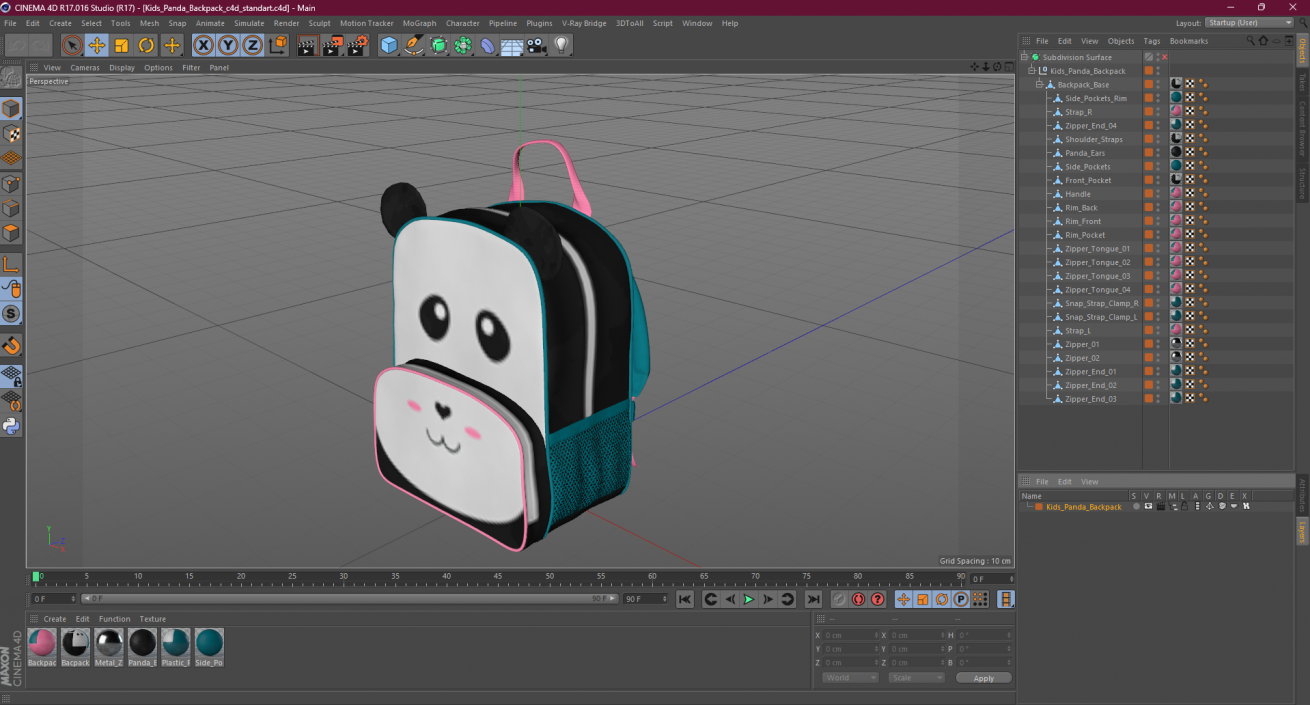 Kids Panda Backpack 3D model