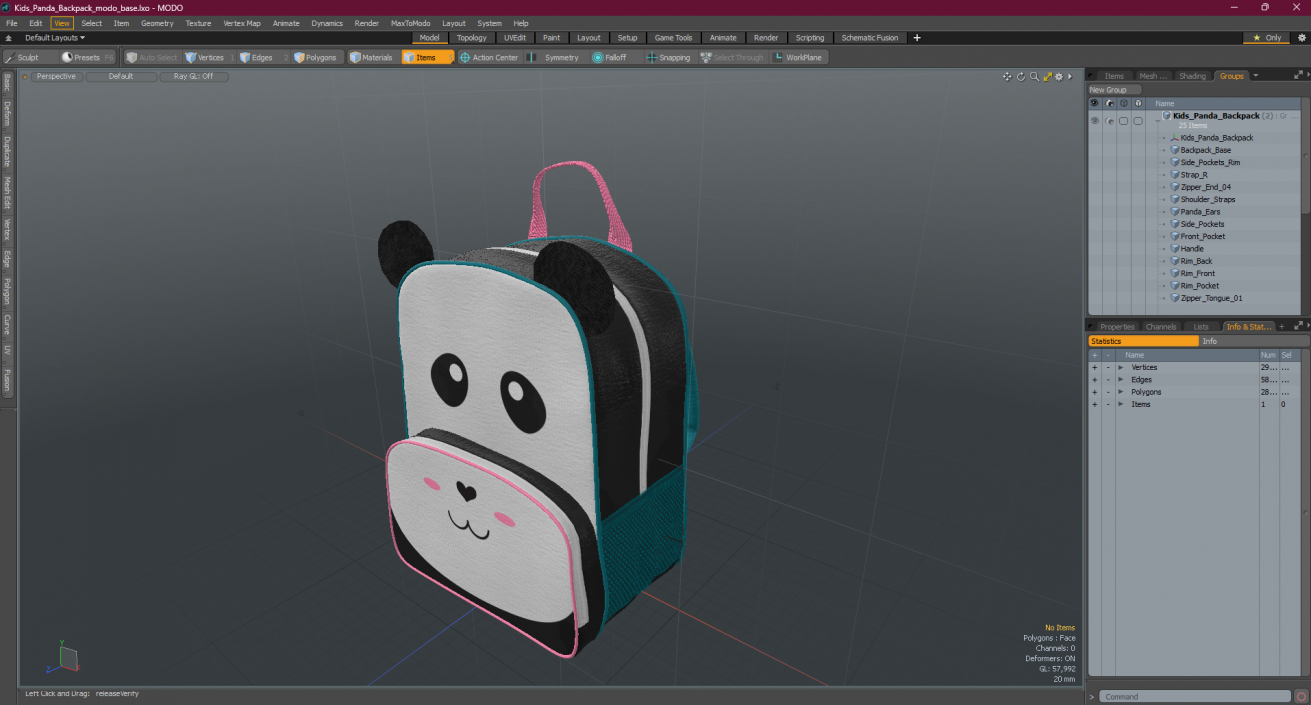 Kids Panda Backpack 3D model