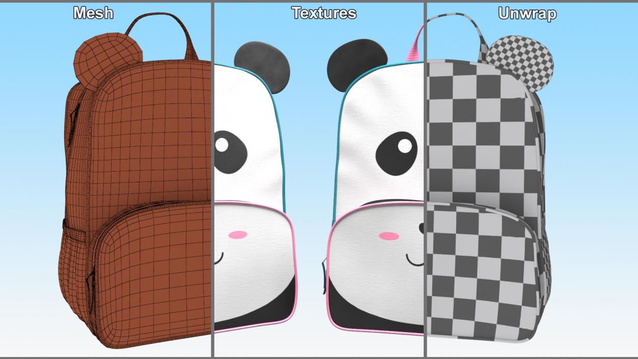 Kids Panda Backpack 3D model