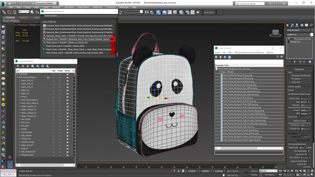 Kids Panda Backpack 3D model