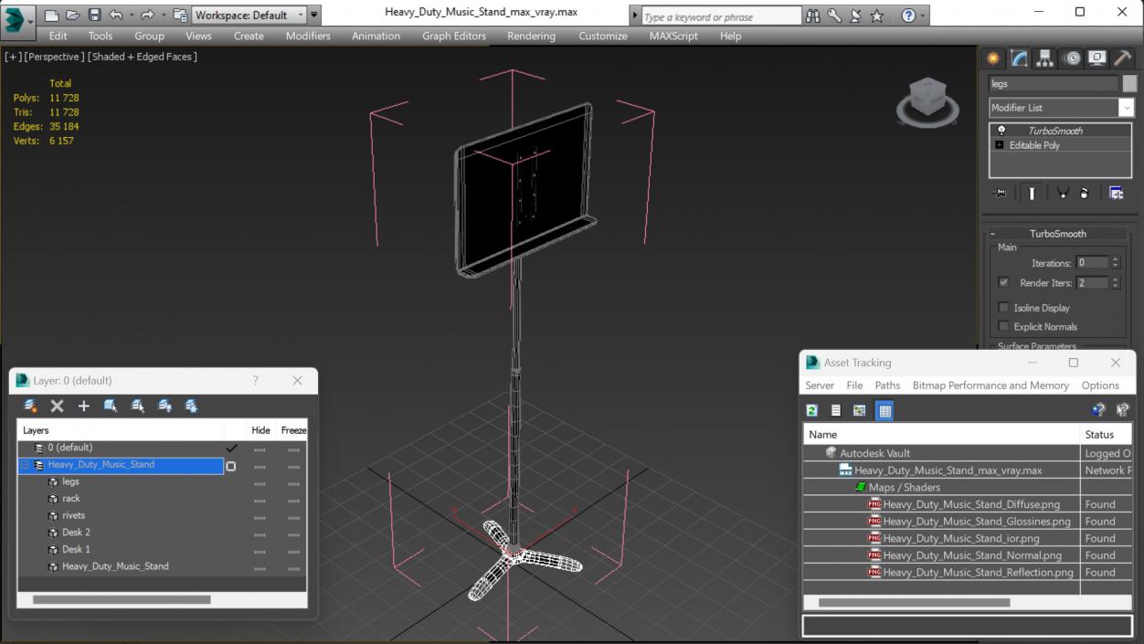 Heavy Duty Music Stand 3D