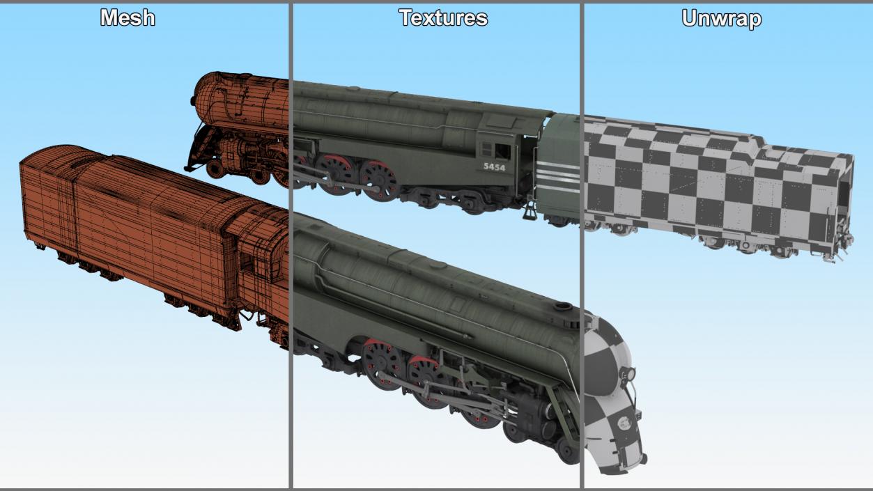 3D New York Central Hudson Train Rigged