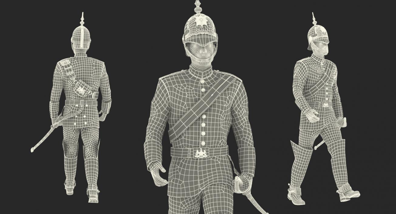 3D Queens Royal Soldier Lifeguards Cavalry Rigged