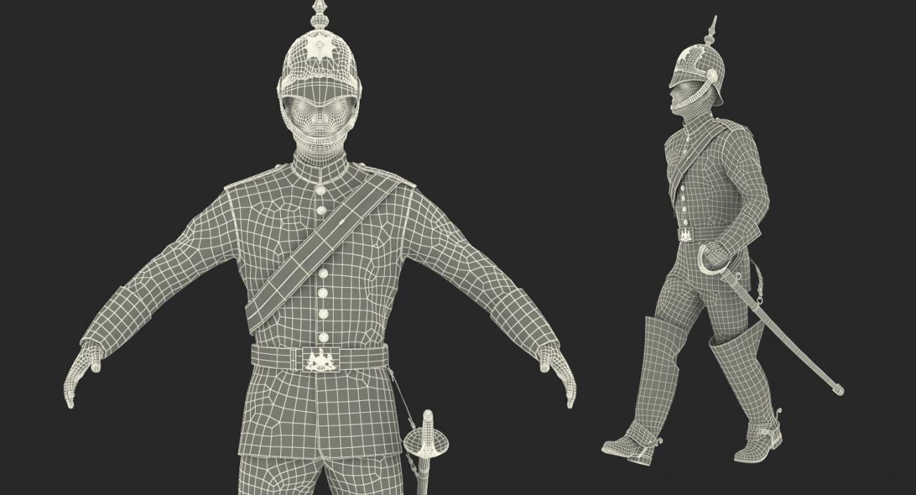 3D Queens Royal Soldier Lifeguards Cavalry Rigged