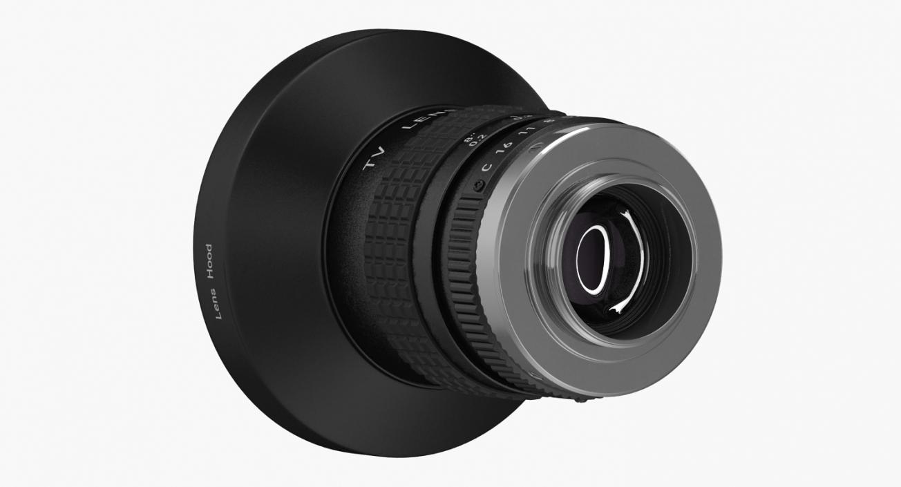 Camera Lens With Hood Generic 3D model