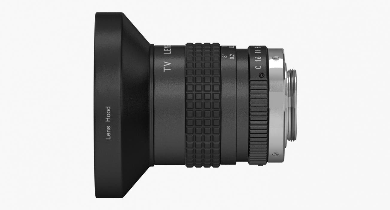 Camera Lens With Hood Generic 3D model