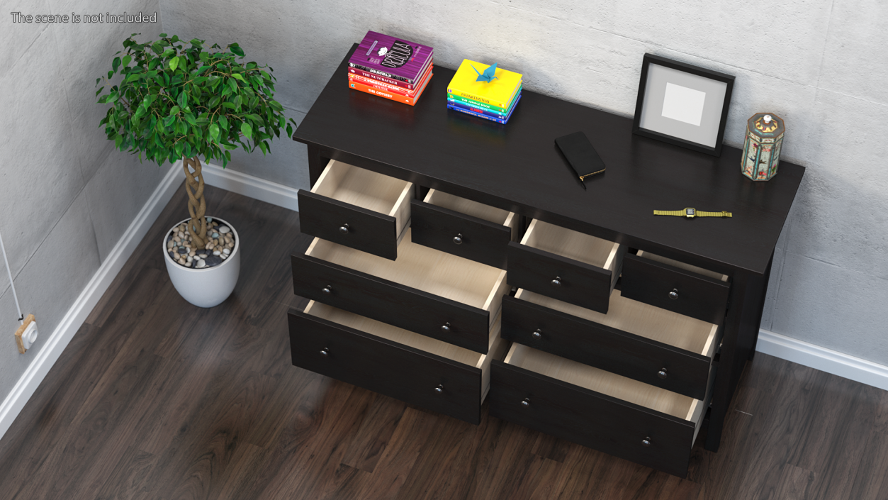 8 Drawer Ikea Dresser Black 3D