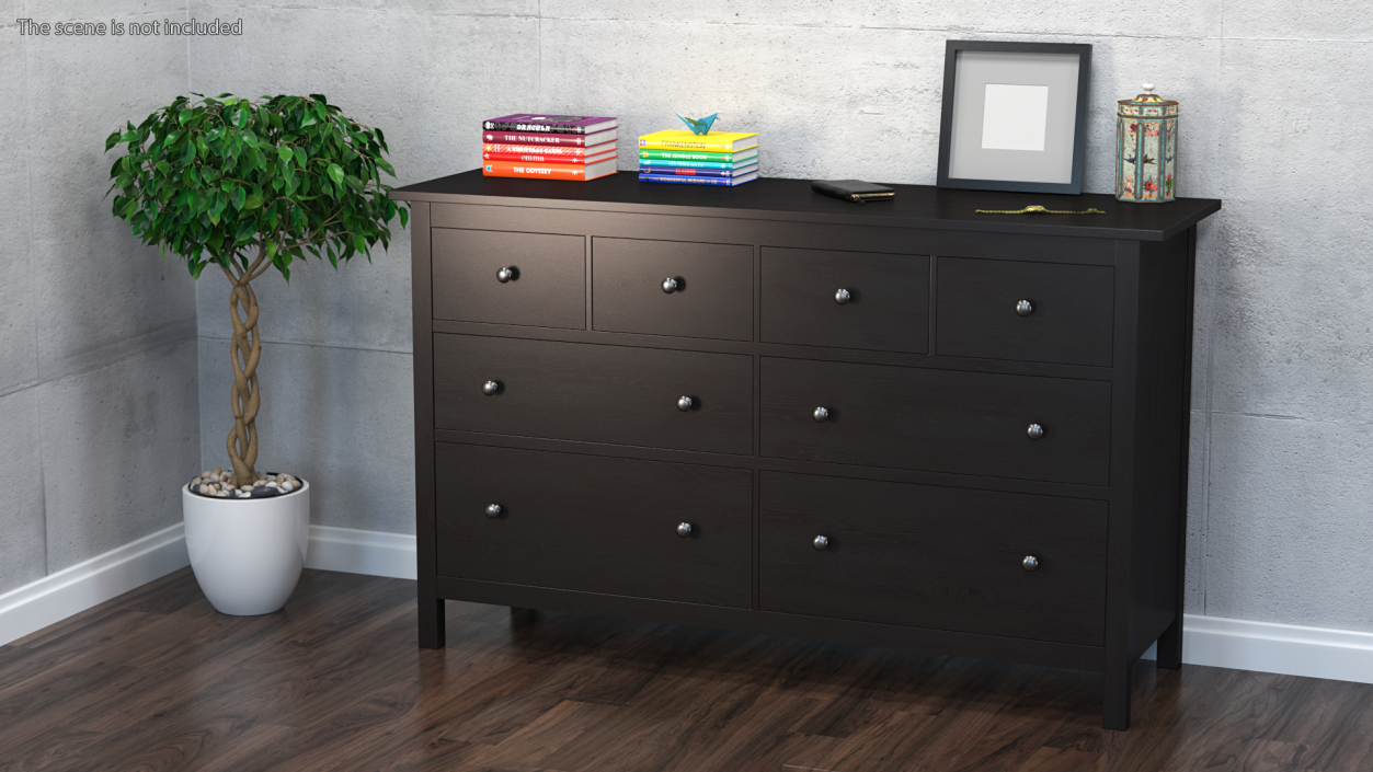 8 Drawer Ikea Dresser Black 3D