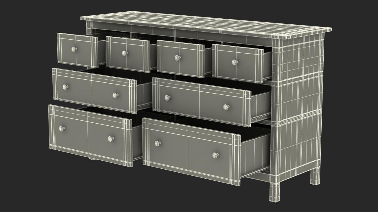 8 Drawer Ikea Dresser Black 3D