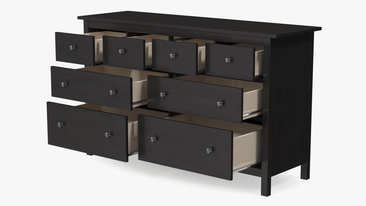 8 Drawer Ikea Dresser Black 3D