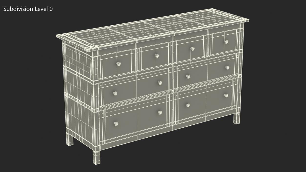 8 Drawer Ikea Dresser Black 3D