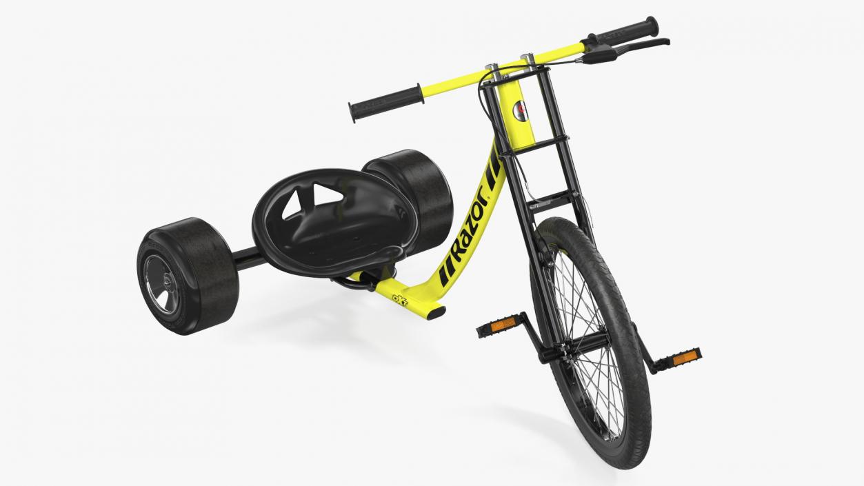 3D model Razor DXT Drift Trike Yellow Rigged