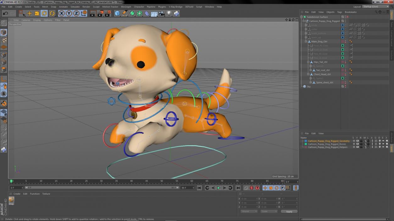 3D Cartoon Puppy Dog Rigged for Cinema 4D model