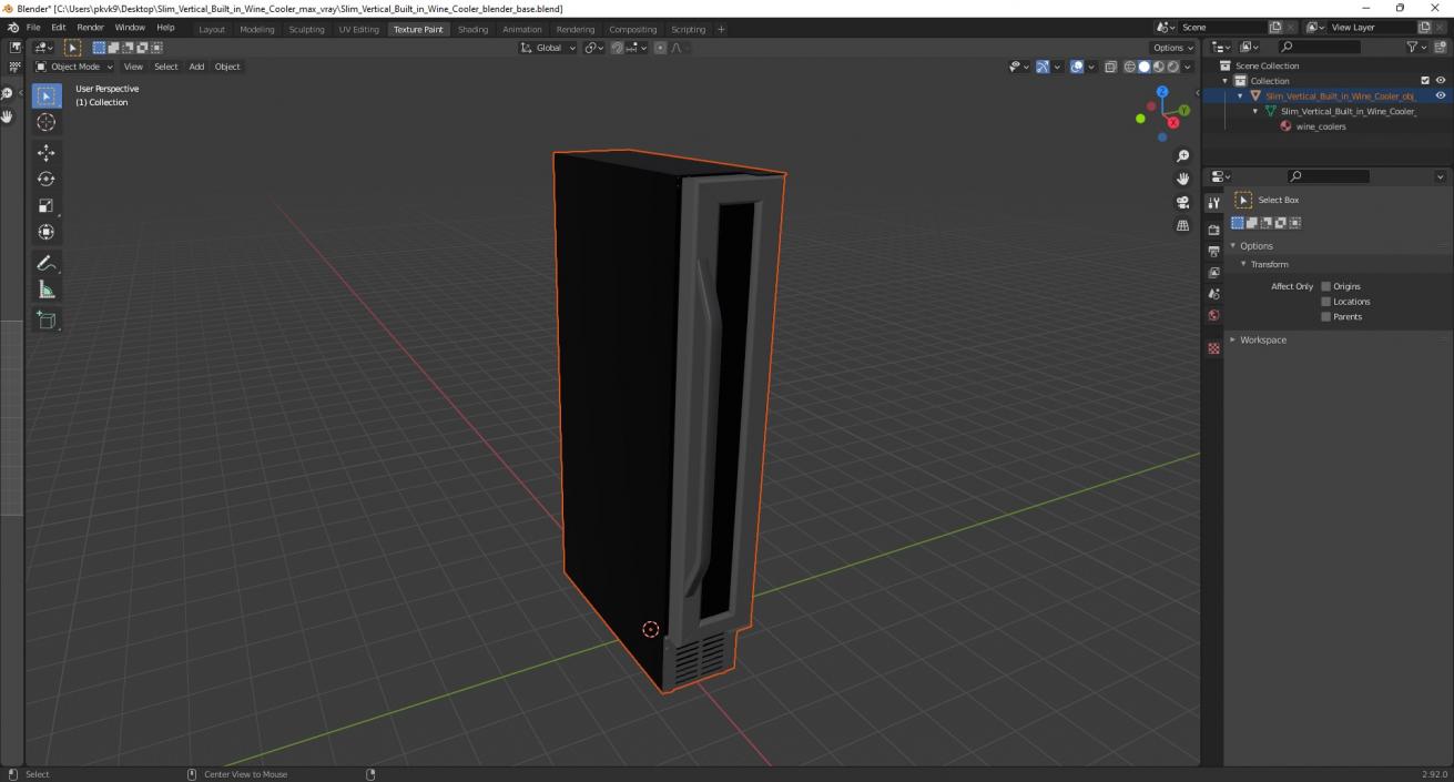 Slim Vertical Built in Wine Cooler 3D model