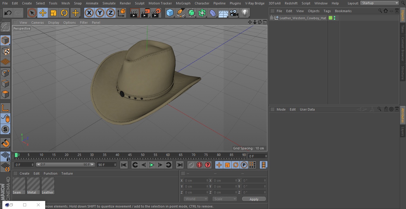 3D Leather Western Cowboy Hat