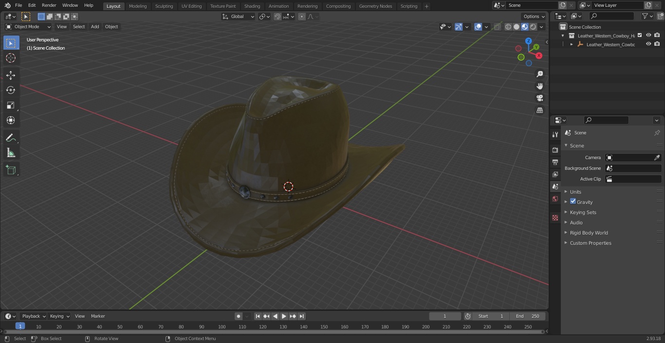 3D Leather Western Cowboy Hat