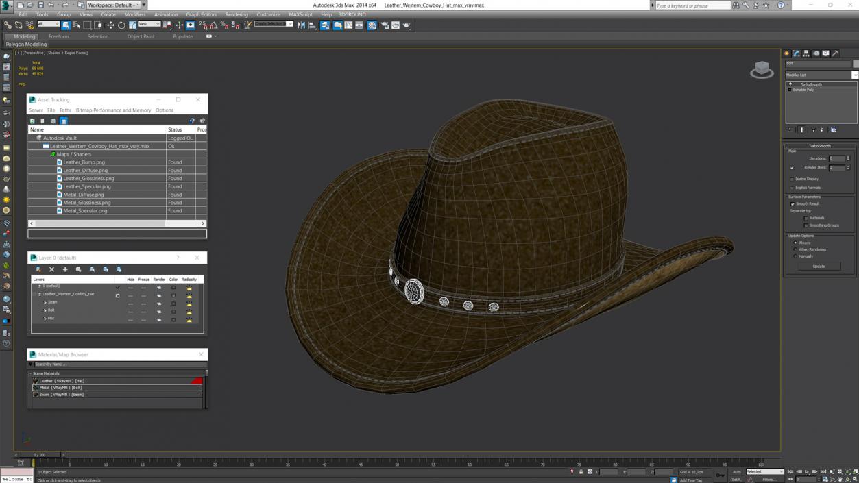 3D Leather Western Cowboy Hat