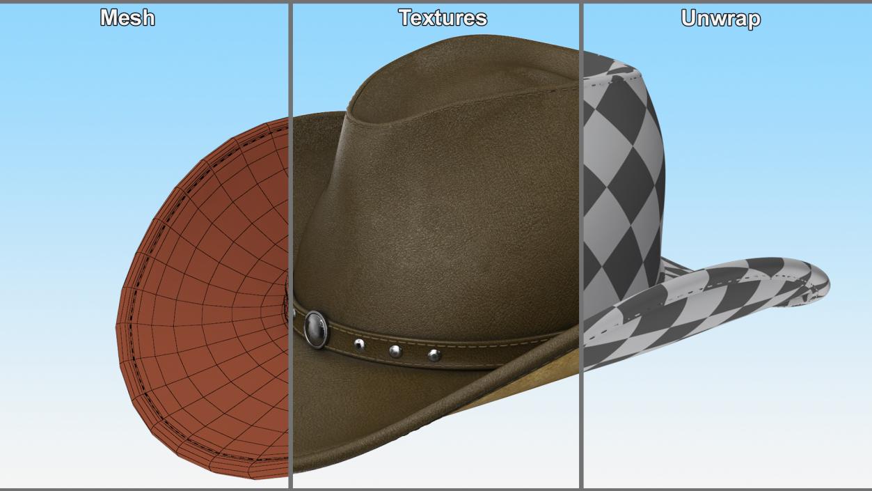 3D Leather Western Cowboy Hat