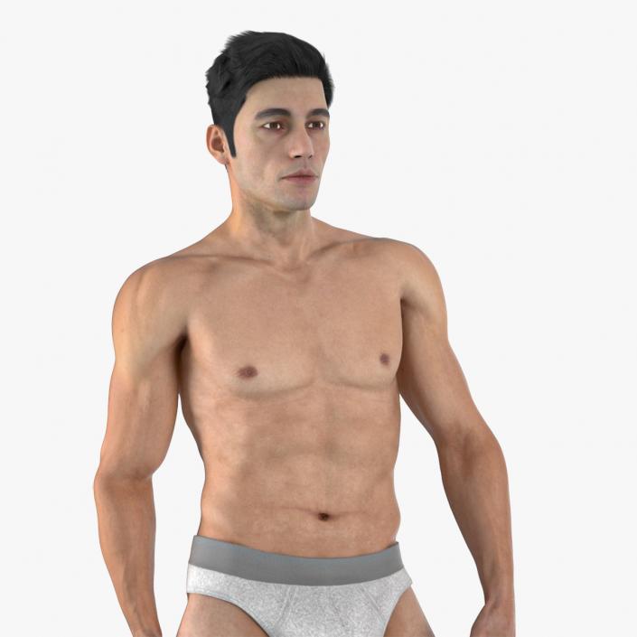 Man Athletic Figure Standing Fur 3D