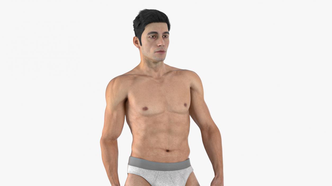 Man Athletic Figure Standing Fur 3D