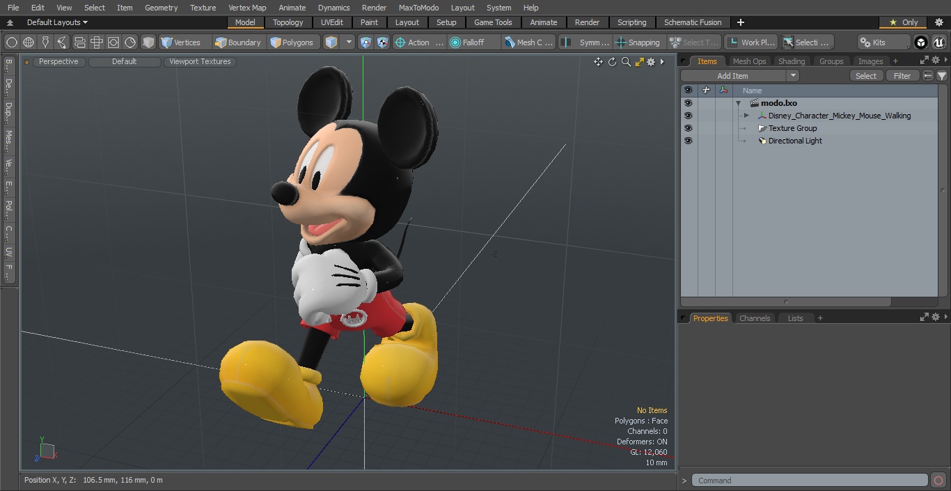 Disney Character Mickey Mouse Walking 3D