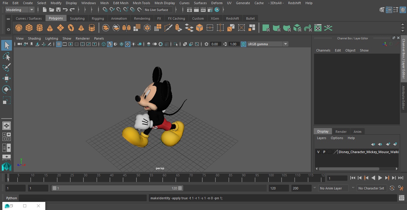 Disney Character Mickey Mouse Walking 3D