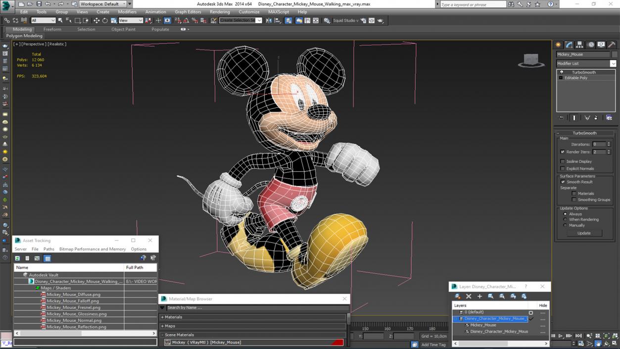 Disney Character Mickey Mouse Walking 3D