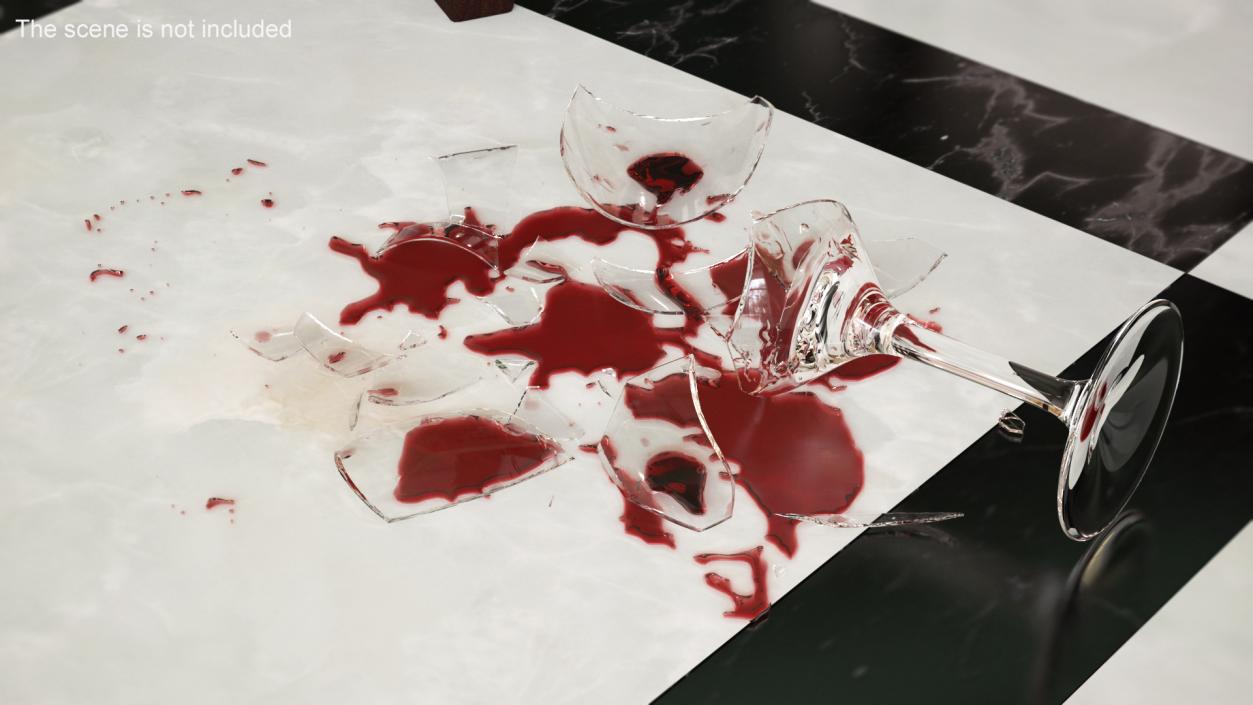 3D model Dropped Glass of Red Wine