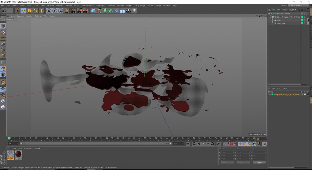 3D model Dropped Glass of Red Wine