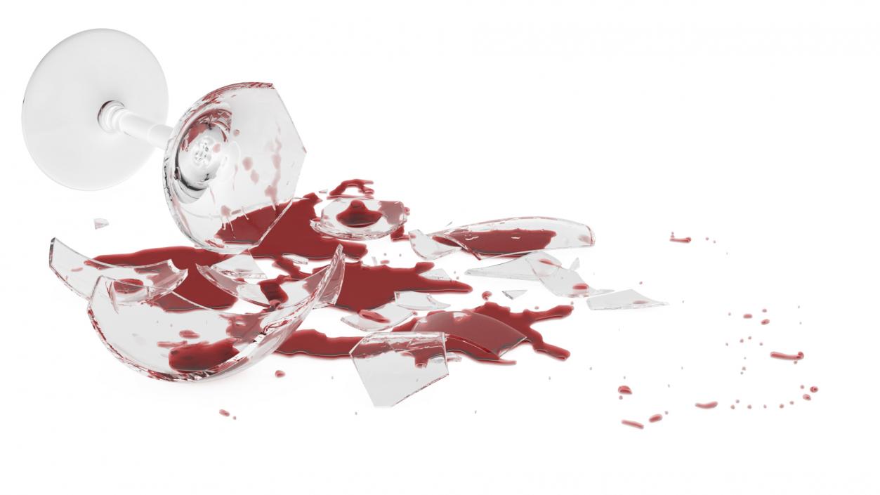 3D model Dropped Glass of Red Wine