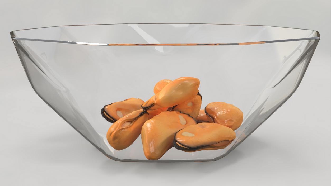 3D model Cleaned Boiled Mussels in Bowl