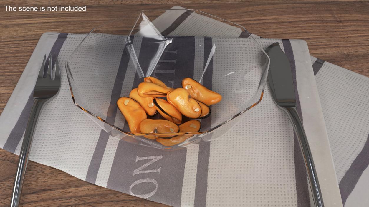 3D model Cleaned Boiled Mussels in Bowl